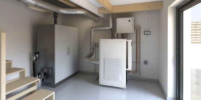 Salle blanche avec appareils de chauffage